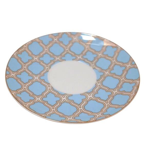 Grace's Teaware Blue Debra Saucer 6" Plate Gold Handpainted Geometric Regency - Picture 7 of 12
